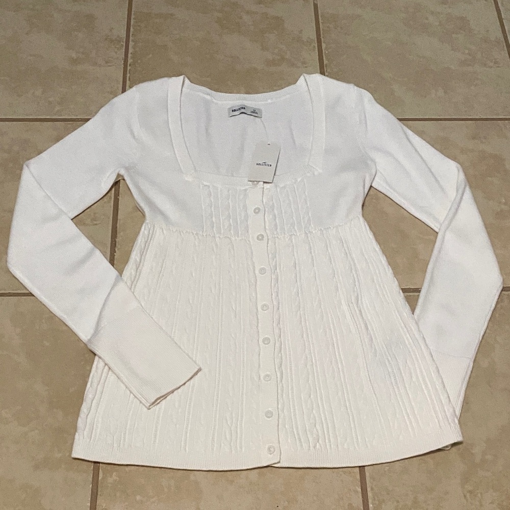 Hollister White Knit Baby-Doll Top